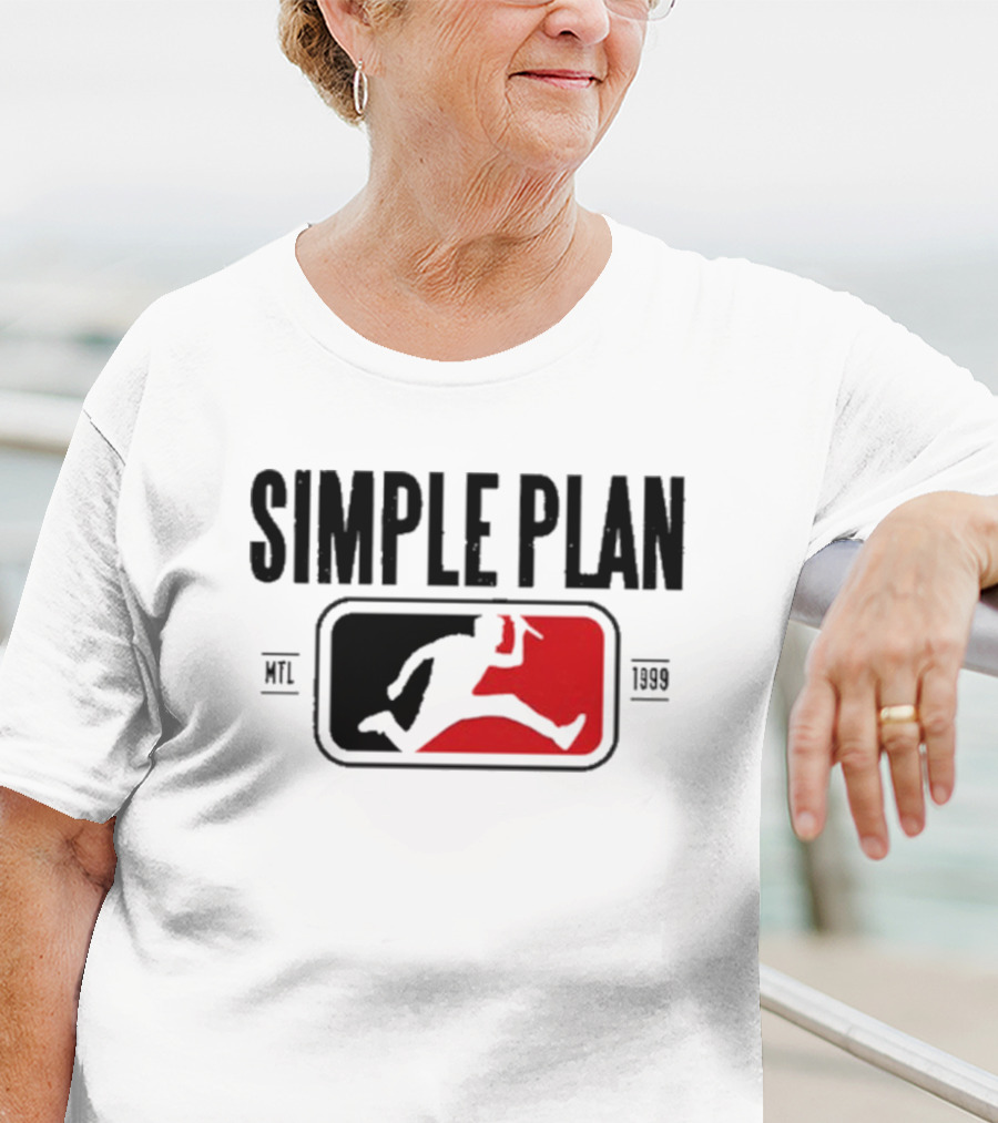SIMPLE PLAN SP MTL 1999 Baseball Style Logo Jumping Figure T-Shirt