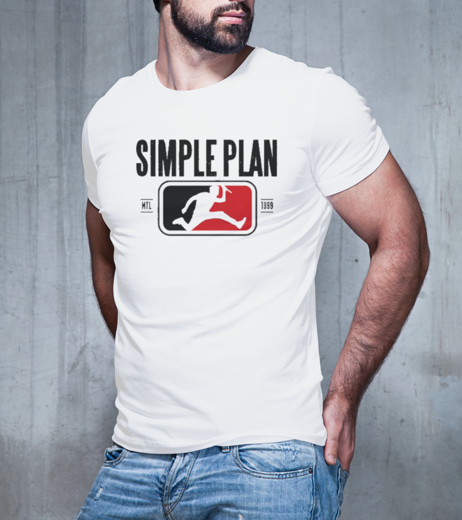SIMPLE PLAN SP MTL 1999 Baseball Style Logo Jumping Figure T-Shirt