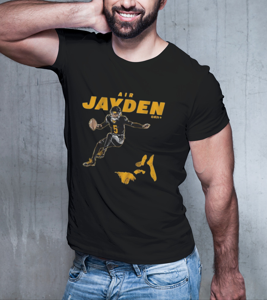 Air Jayden NFL Football Number 5 Jumping Action T-Shirt