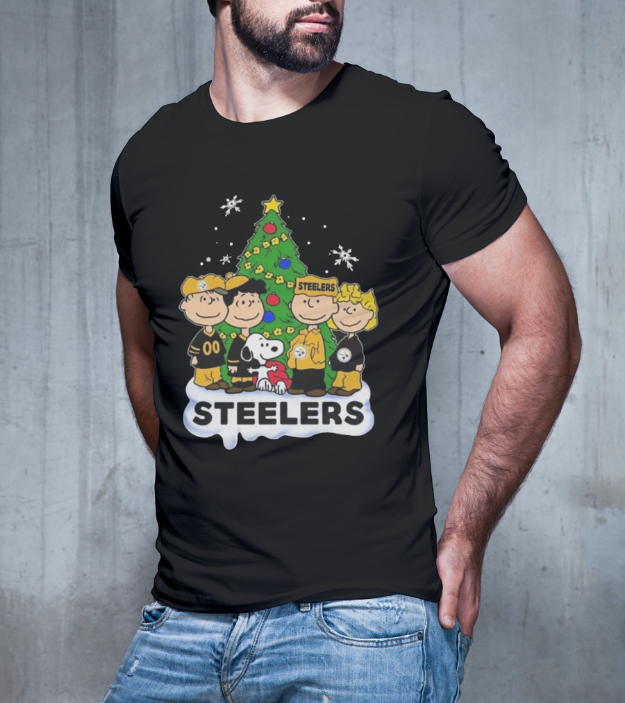 Peanuts Characters Pittsburgh Steelers Christmas T-Shirt