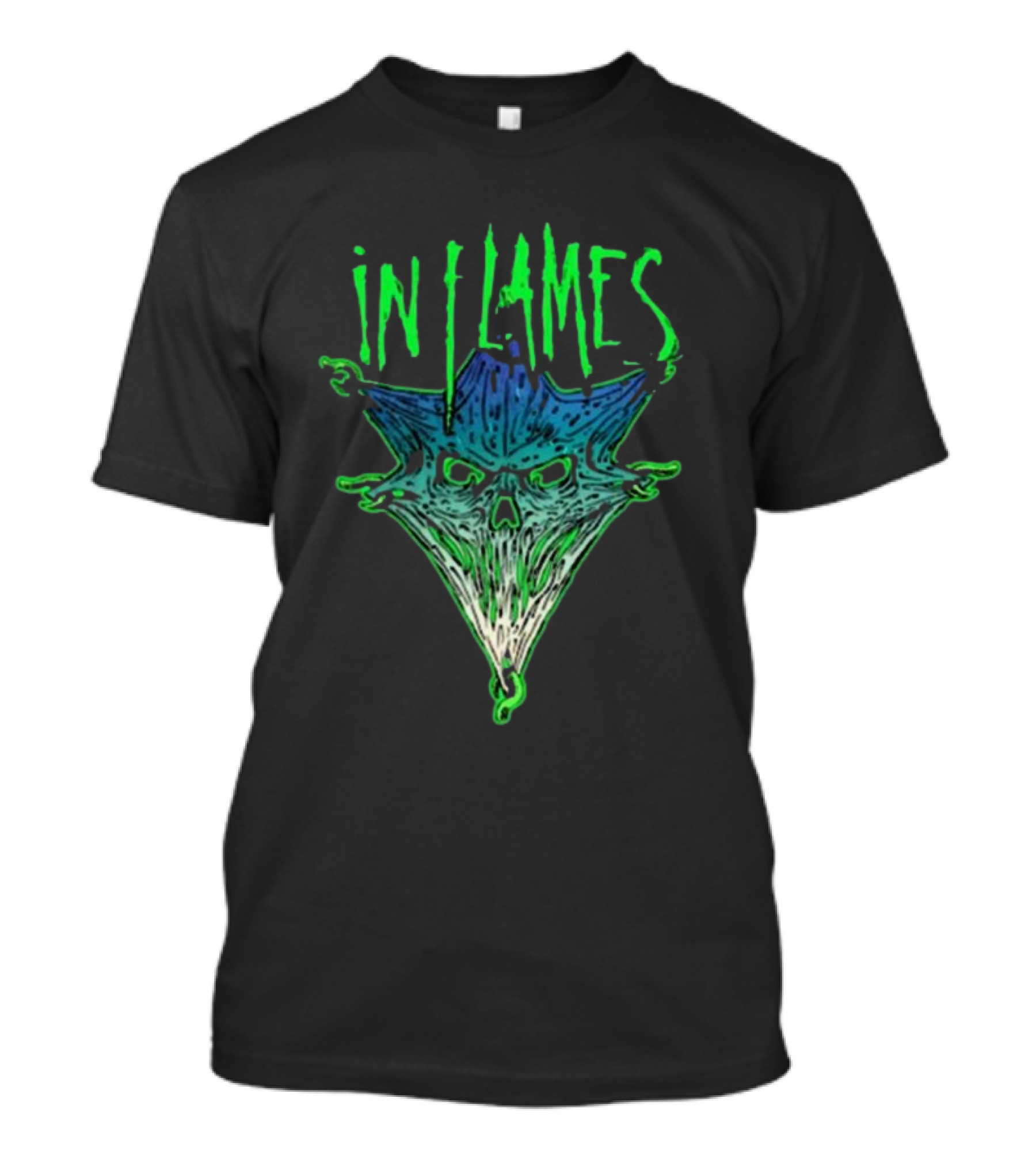 In Flames Pierced Jester Skull Face T-Shirt