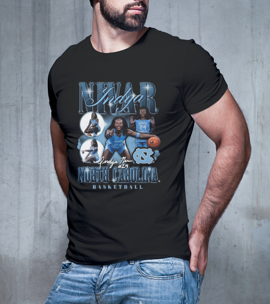 Indya Nivar #24 North Carolina Tar Heels Basketball T-Shirt