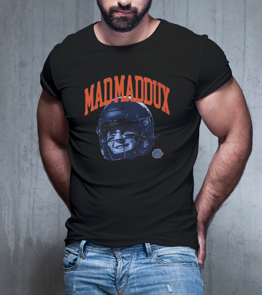 Maddux Madsen Boise State Broncos MadMaddux Football Helmet Royal Blue T-Shirt