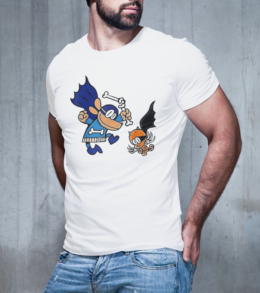 Dog And Cat Essentials Superhero Duo Dog Man And Cat Kid T-Shirt