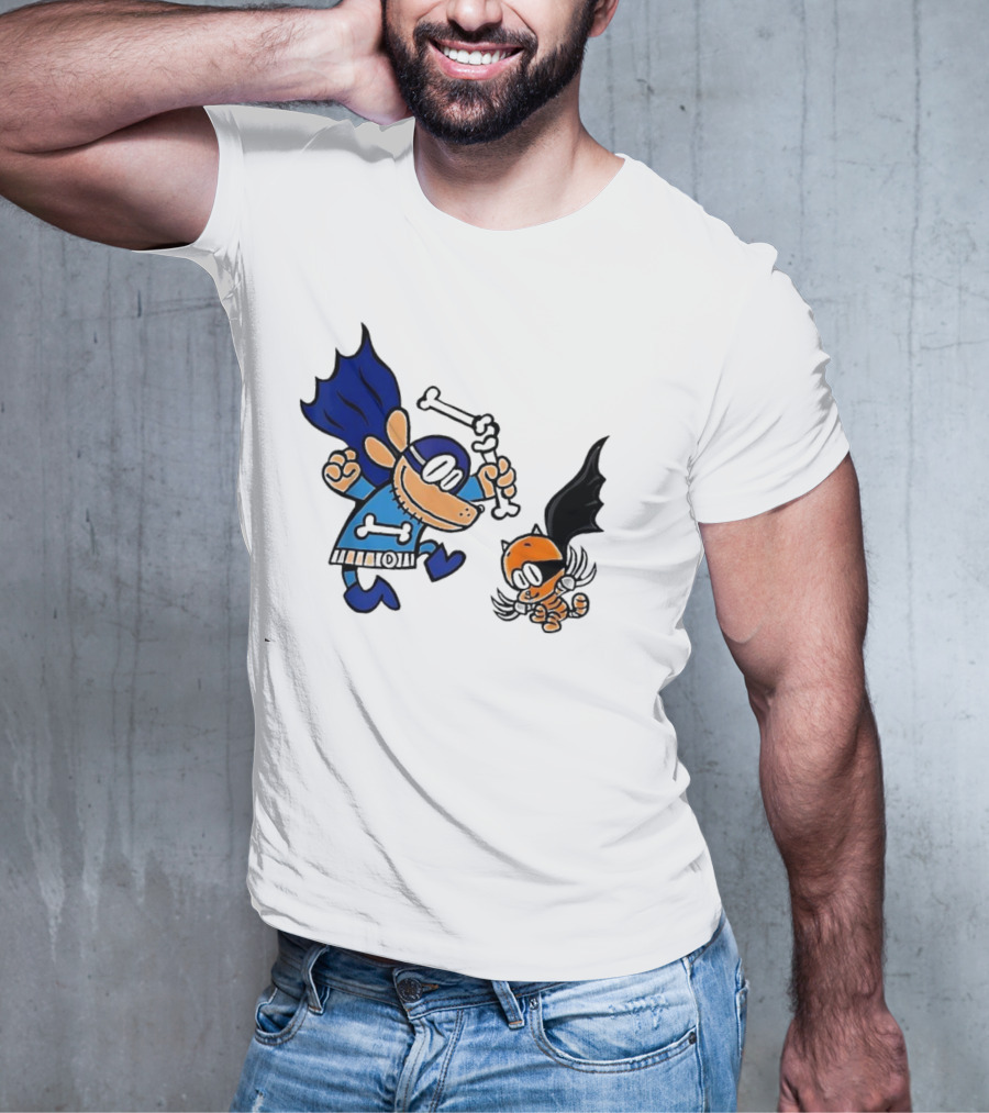 Dog And Cat Essentials Superhero Duo Dog Man And Cat Kid T-Shirt