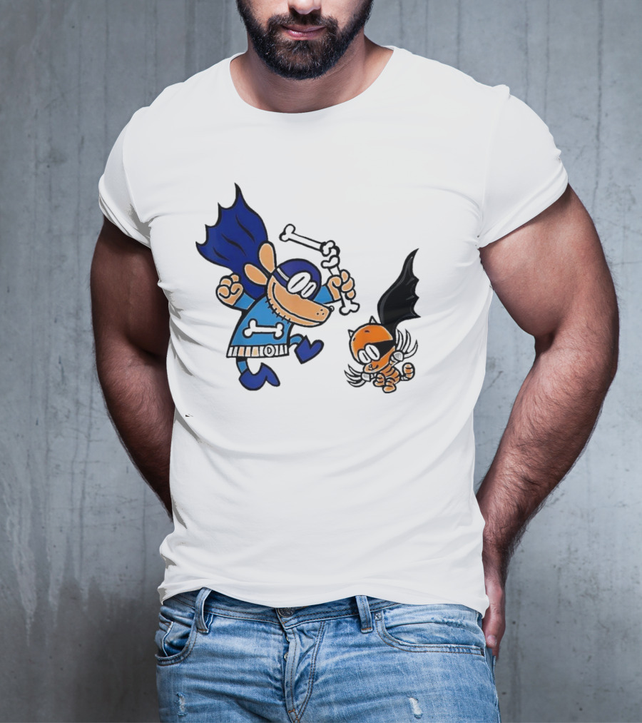 Dog And Cat Essentials Superhero Duo Dog Man And Cat Kid T-Shirt