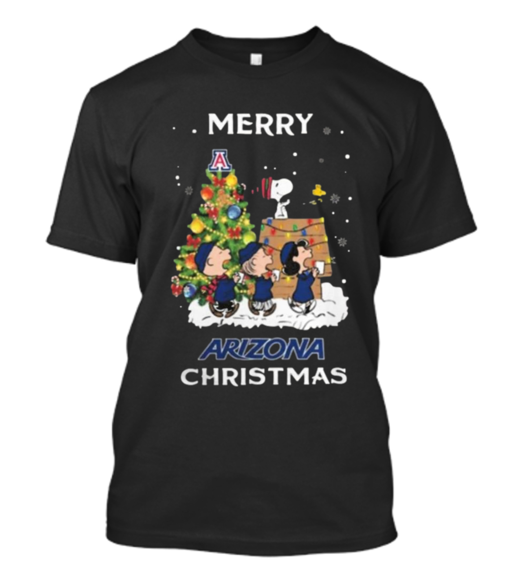 Arizona Wildcats Snoopy Peanuts Merry Christmas Tree T-Shirt