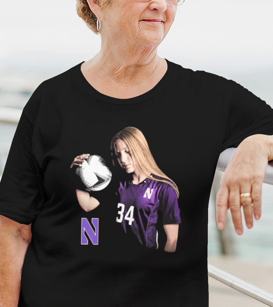 Ava Goodwin Northwestern Soccer Number 34 Spotlight T-Shirt