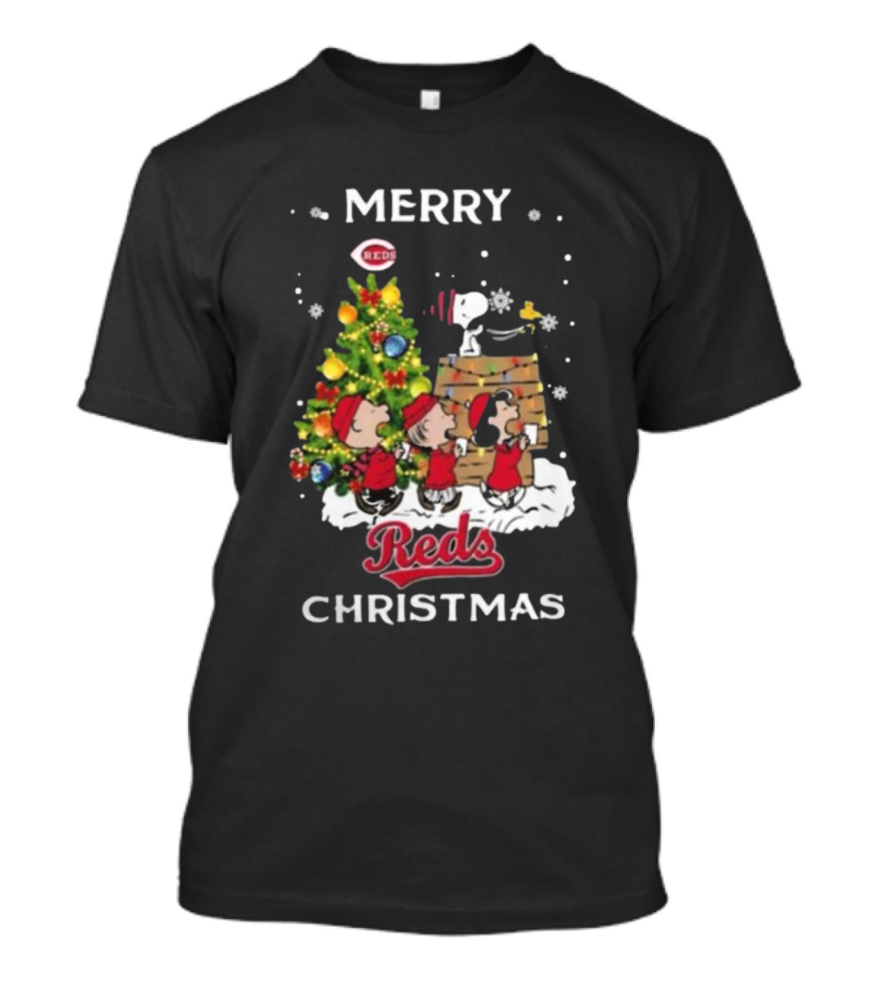 Merry Reds Christmas Cincinnati Snoopy And Friends T-Shirt