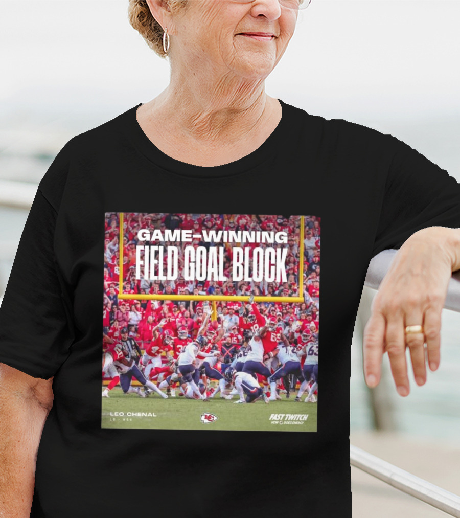 Game-Winning Field Goal Block Kansas City Chiefs Leo Chenal Fast Twitch NFL Partnership T-Shirt