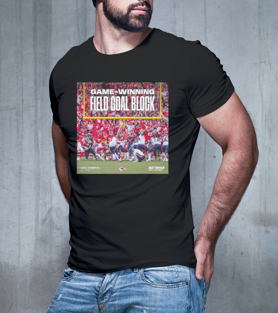 Game-Winning Field Goal Block Kansas City Chiefs Leo Chenal Fast Twitch NFL Partnership T-Shirt