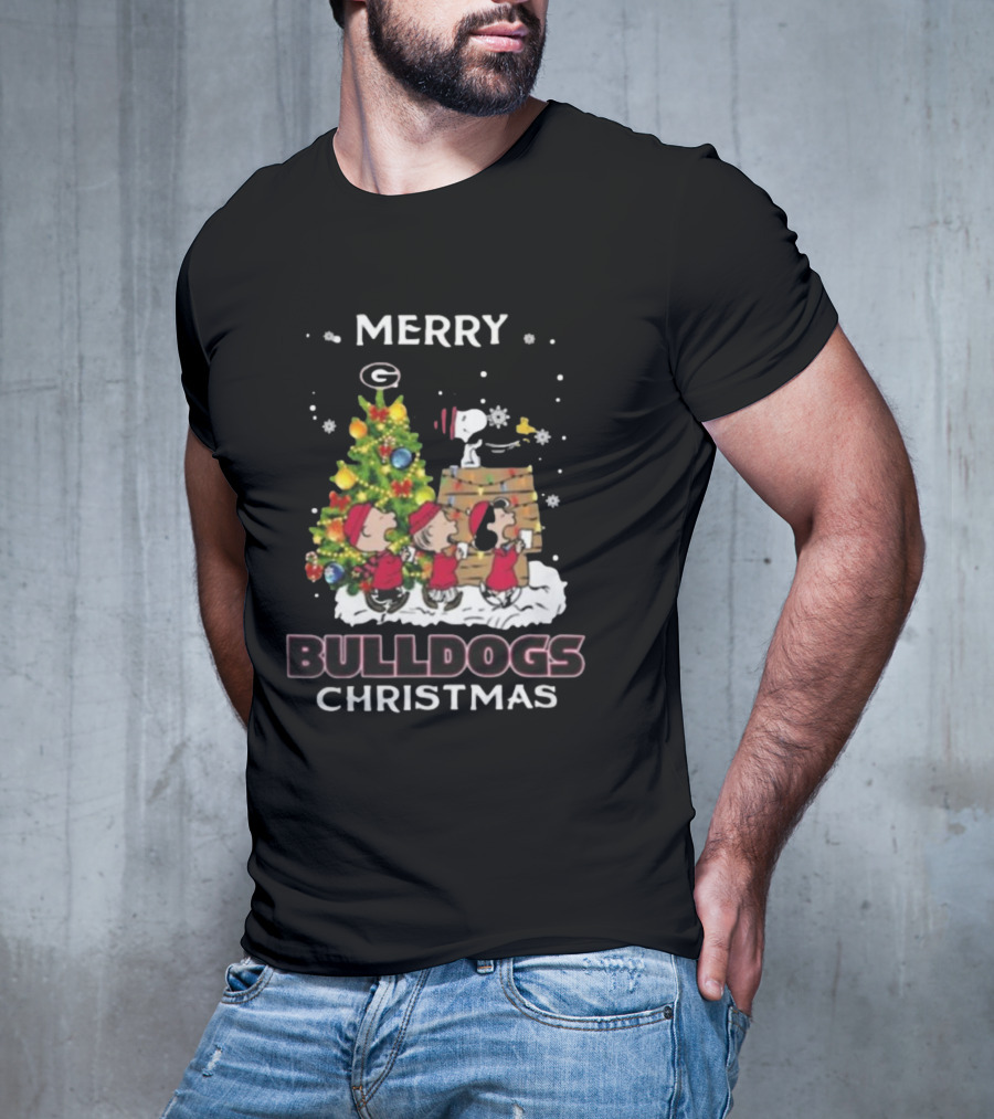 Merry Georgia Bulldogs Snoopy Christmas T-Shirt