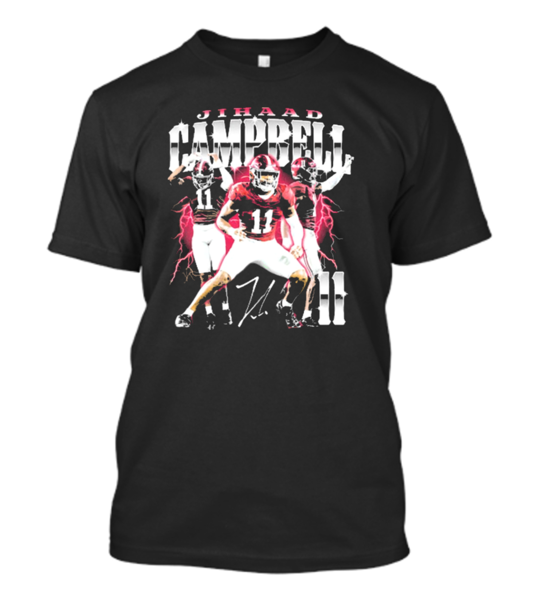 Jihaad Campbell Alabama Crimson Tide 11 Signature Football Energy T-Shirt