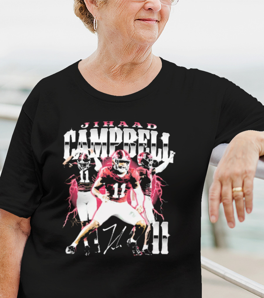 Jihaad Campbell Alabama Crimson Tide 11 Signature Football Energy T-Shirt