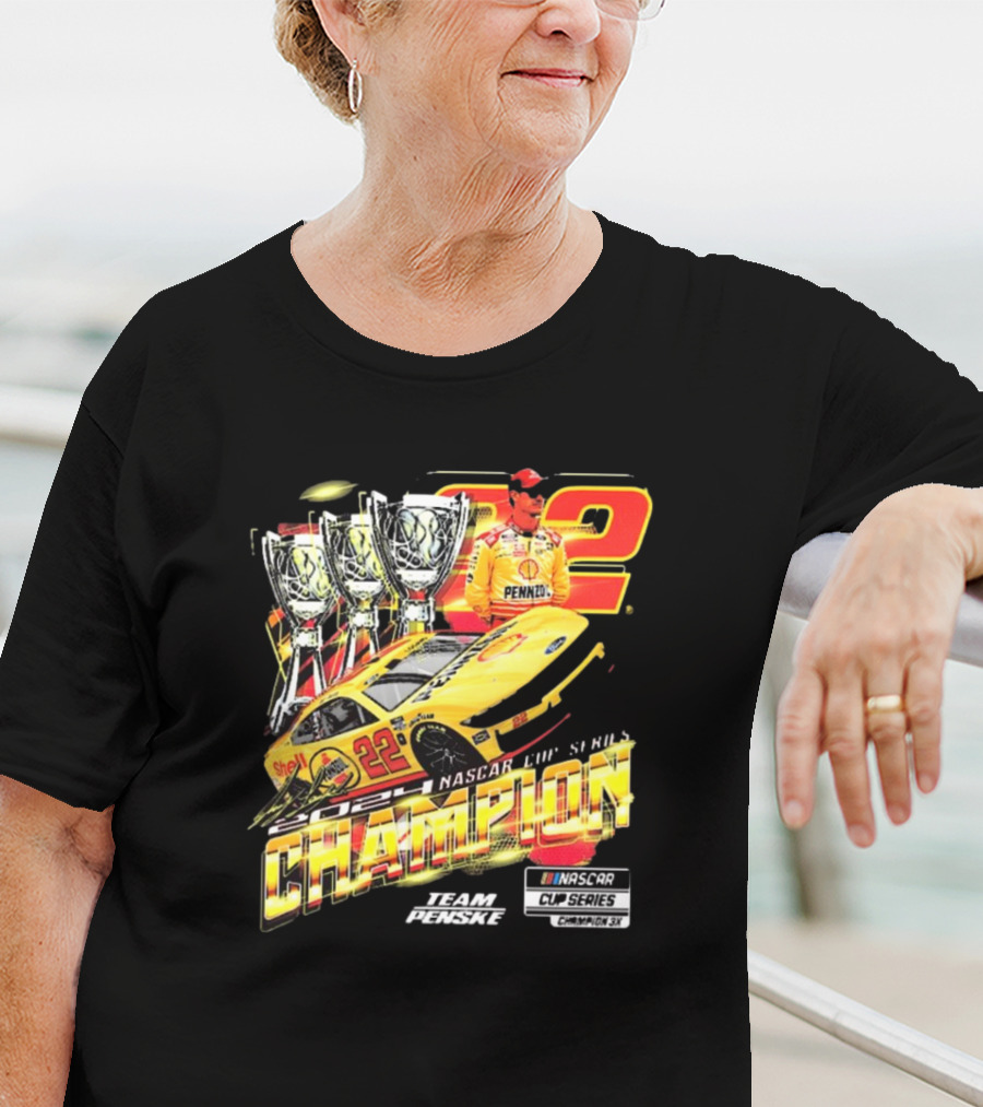 Joey Logano 22 NASCAR Cup Series Champion 3X Team Penske Champion Car Racing Winner T-Shirt