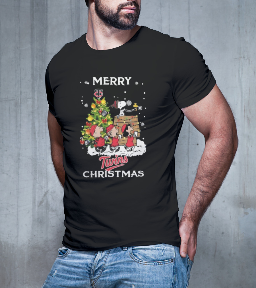 Merry Christmas Minnesota Twins Snoopy And Friends T-Shirt