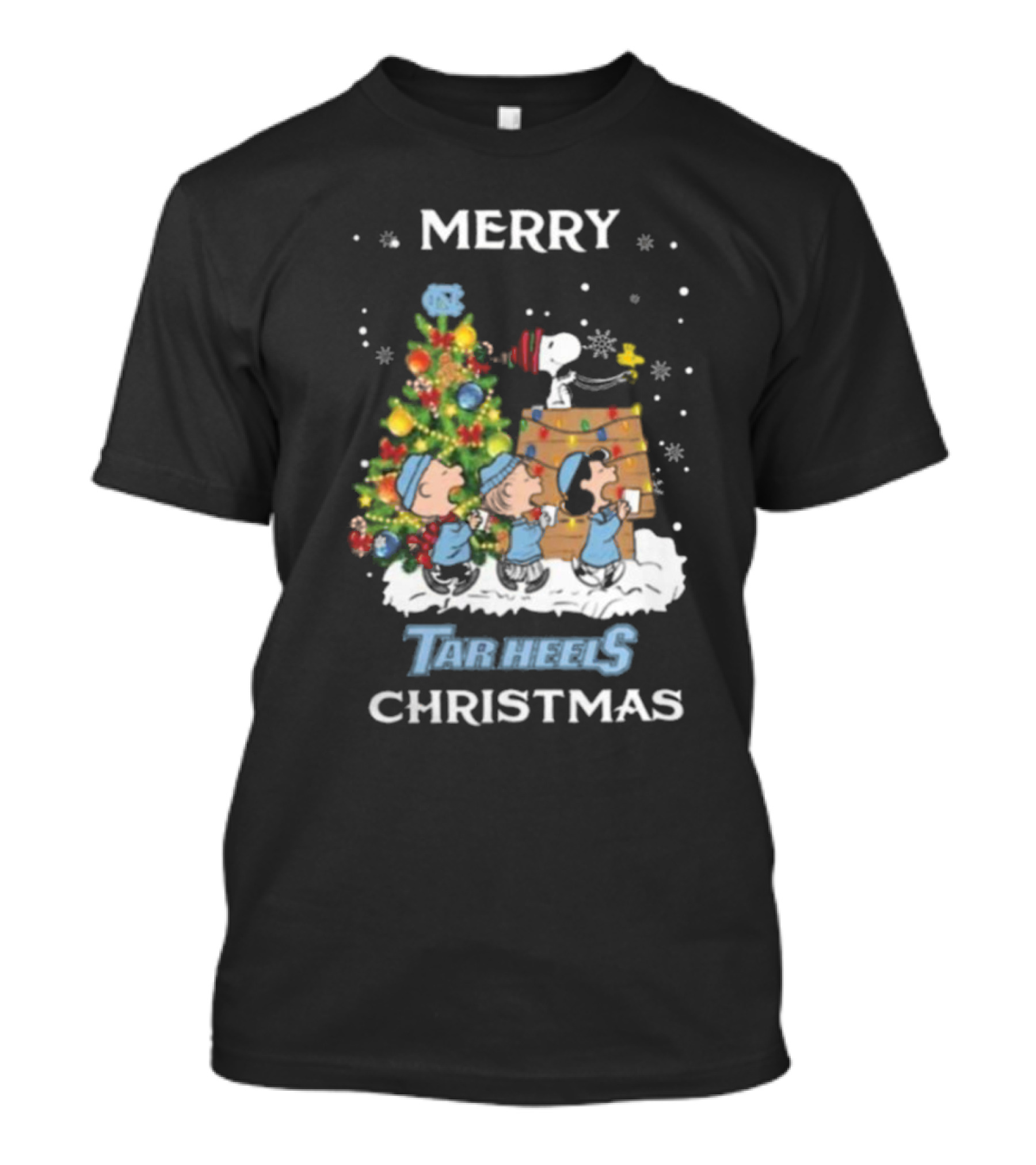 Merry Christmas North Carolina Tar Heels Snoopy And Friends T-Shirt
