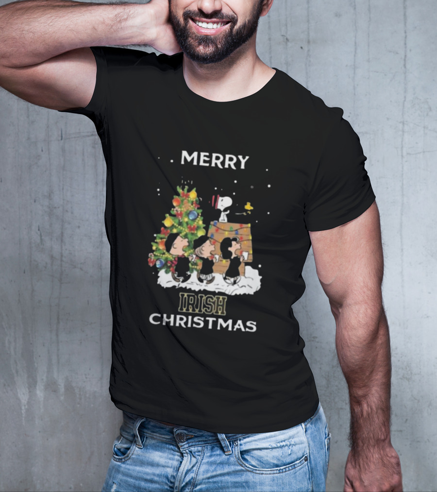 Merry Irish Christmas Notre Dame Fighting Irish X Snoopy And Friends T-Shirt