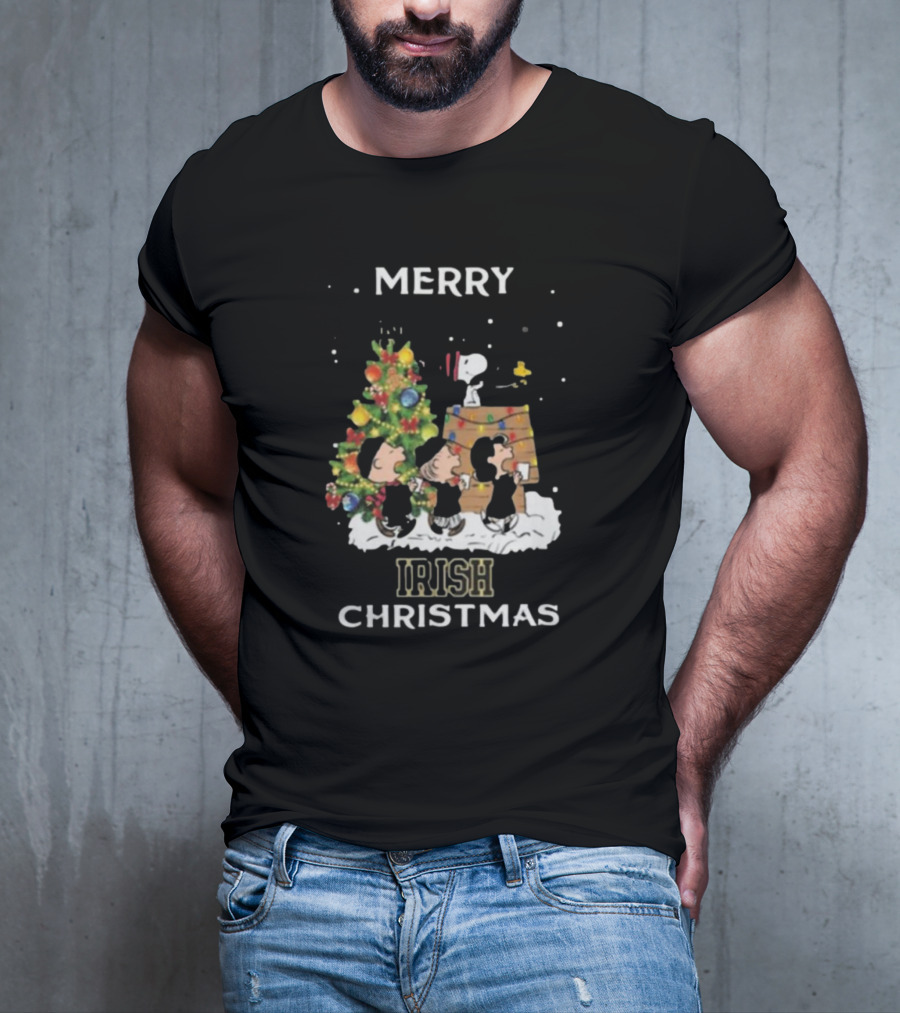 Merry Irish Christmas Notre Dame Fighting Irish X Snoopy And Friends T-Shirt