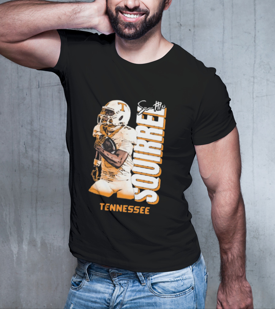 Tennessee Volunteers Squirrel White Football Signature T-Shirt