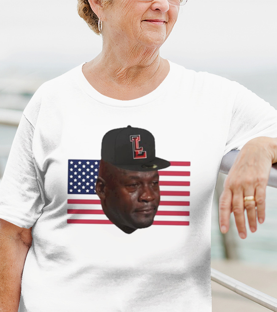 Michael Jordan Crying Meme USA Flag LL Cap T-Shirt