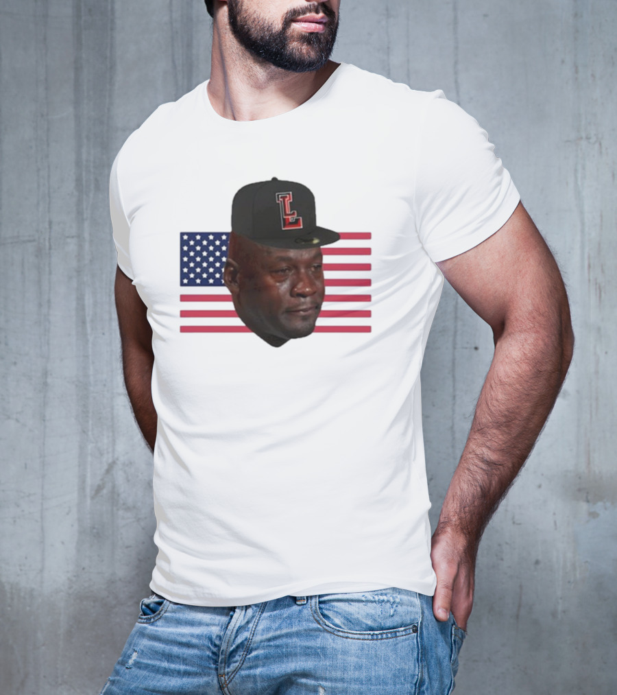 Michael Jordan Crying Meme USA Flag LL Cap T-Shirt