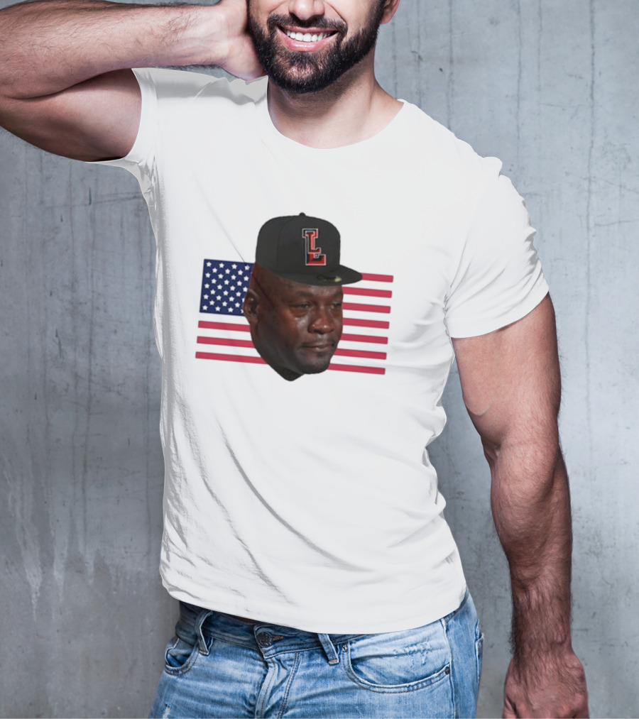 Michael Jordan Crying Meme USA Flag LL Cap T-Shirt