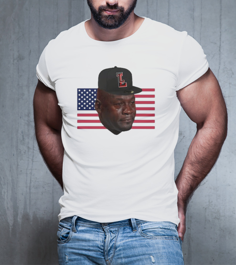 Michael Jordan Crying Meme USA Flag LL Cap T-Shirt