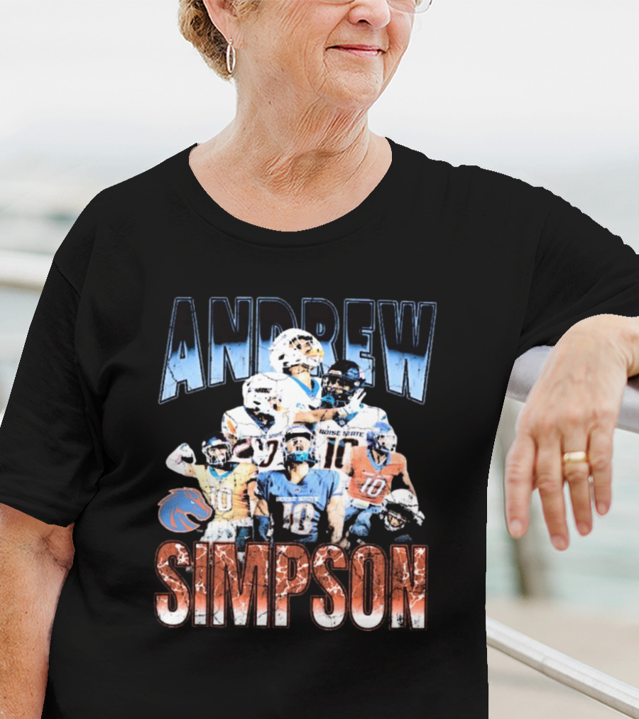 Andrew Simpson Boise State Broncos Football Throwback 90s Players T-Shirt