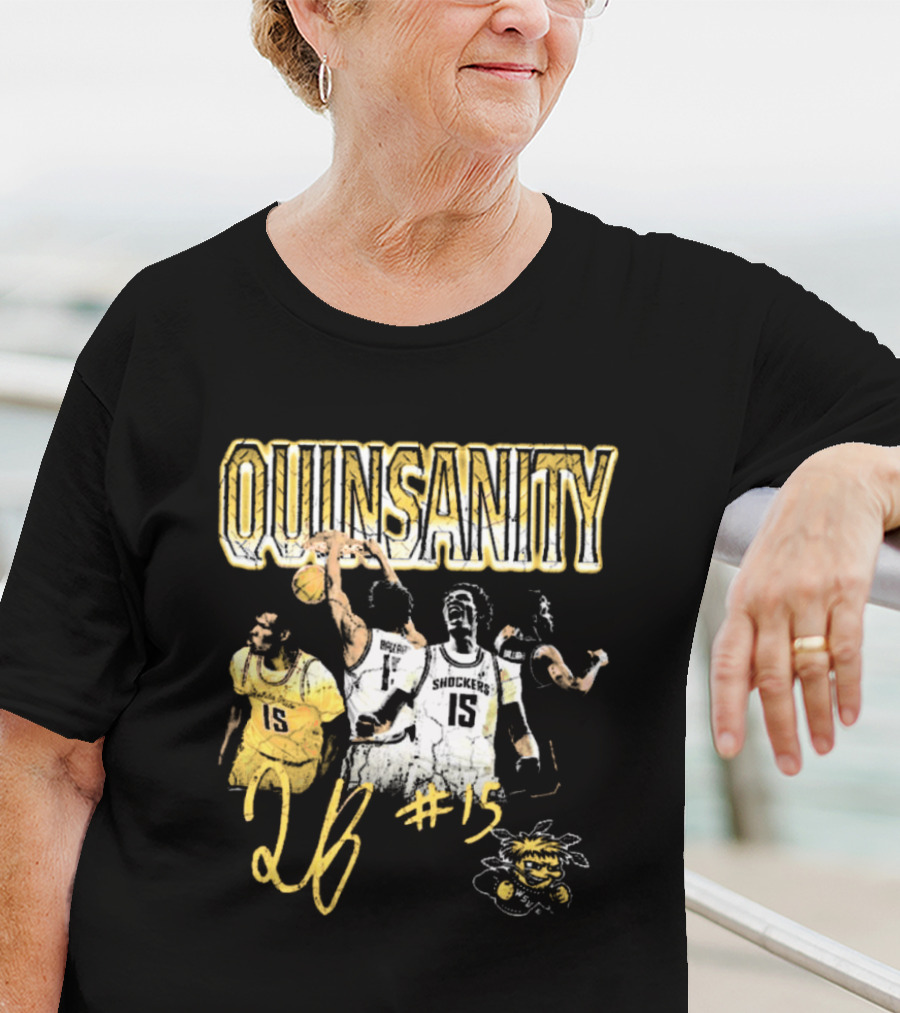 Quinsanity QB #15 Wichita State Shockers Basketball 90s Washed Signature T-Shirt