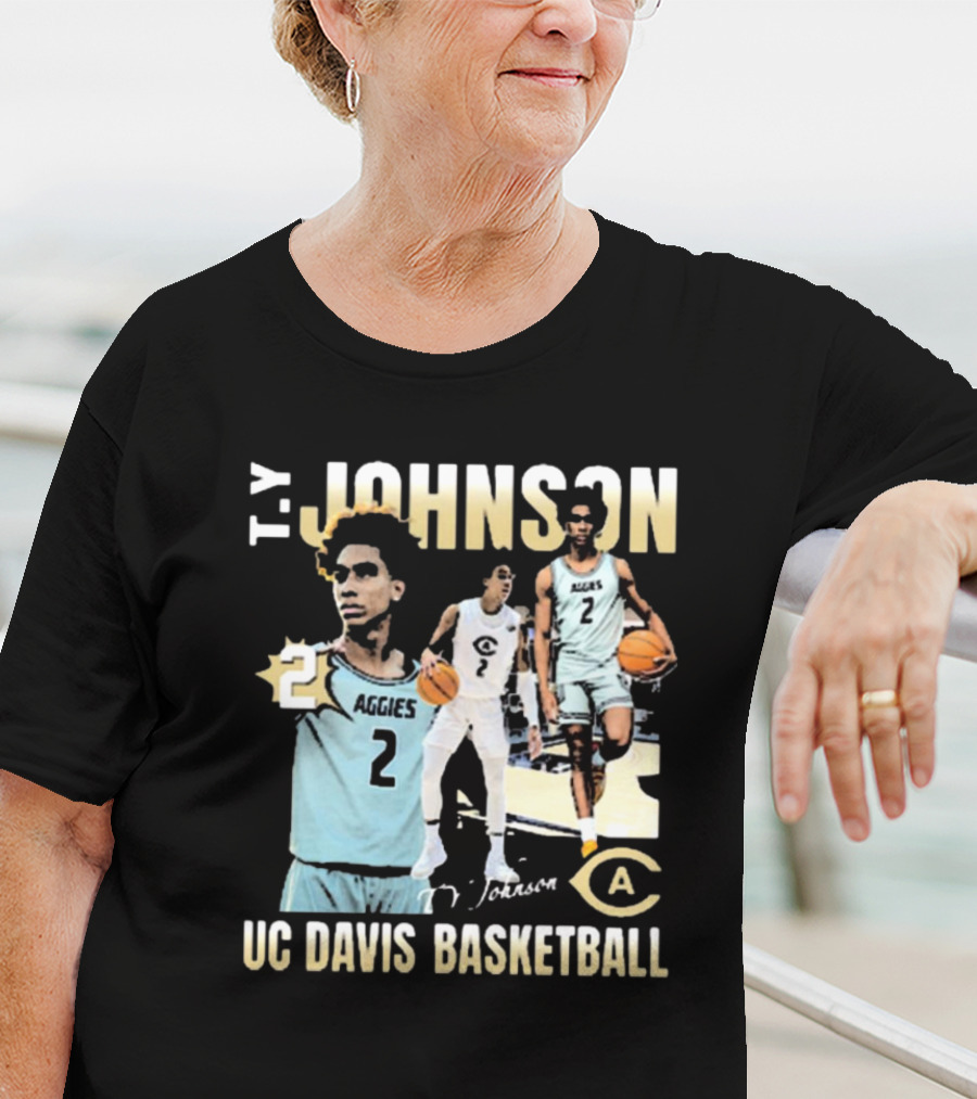 T.Y. Johnson UC Davis Aggies Basketball Number 2 Signature T-Shirt