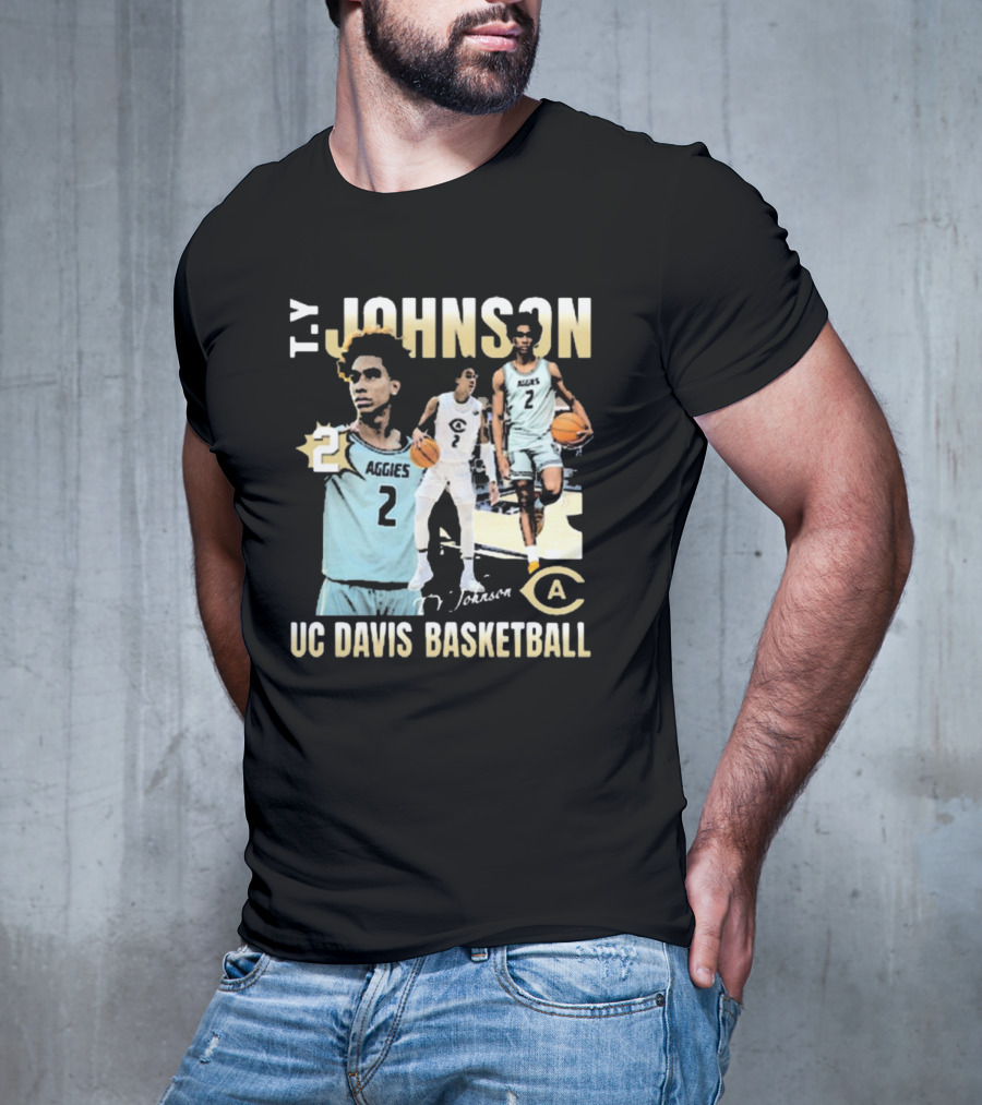 T.Y. Johnson UC Davis Aggies Basketball Number 2 Signature T-Shirt