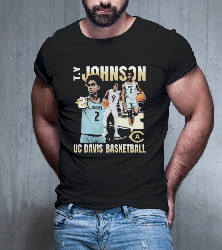 T.Y. Johnson UC Davis Aggies Basketball Number 2 Signature T-Shirt