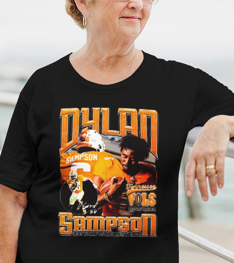 Dylan Sampson Tennessee Vols Record Holder Most Rushing Touchdowns In A Season Vintage Icon Signature T-Shirt