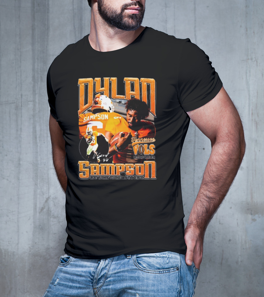 Dylan Sampson Tennessee Vols Record Holder Most Rushing Touchdowns In A Season Vintage Icon Signature T-Shirt