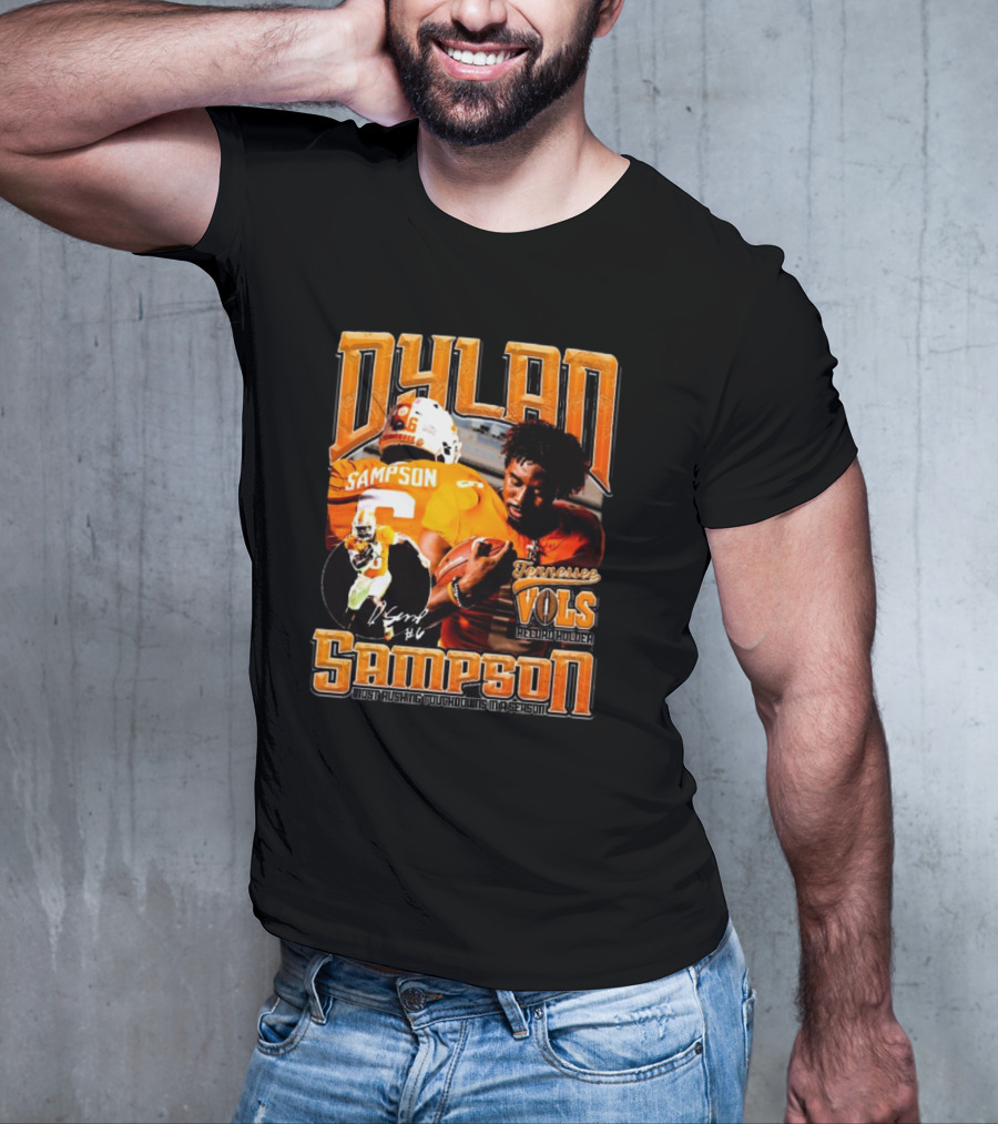 Dylan Sampson Tennessee Vols Record Holder Most Rushing Touchdowns In A Season Vintage Icon Signature T-Shirt