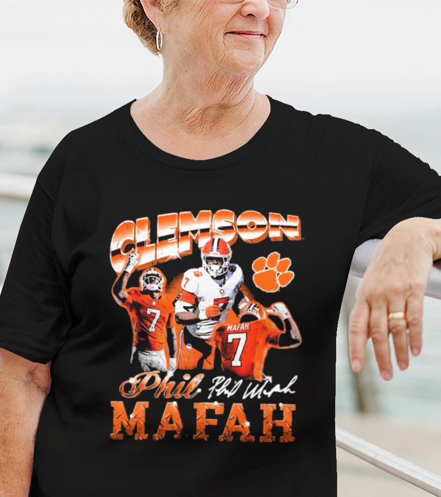 Clemson Tigers Phil Mafah 90s Retro Signature 7 T-Shirt