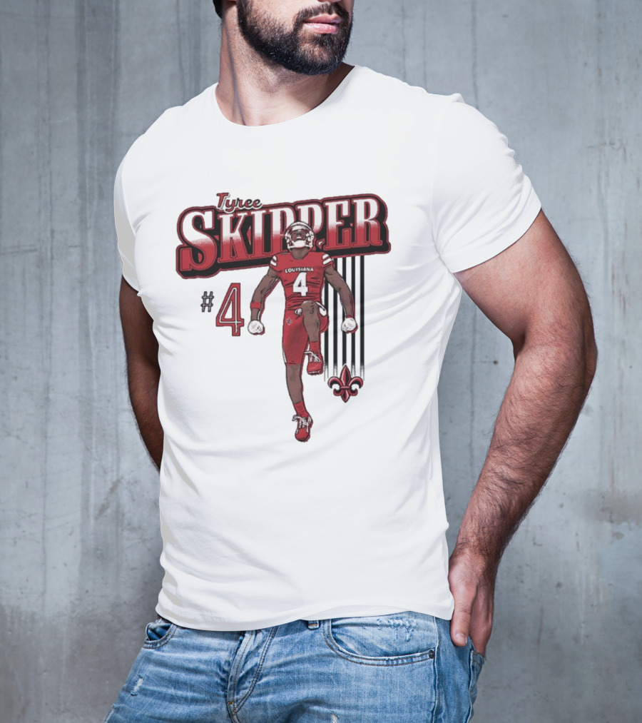 Tyree Skipper #4 Louisiana Ragin’ Cajuns Football Fleur-de-Lis T-Shirt