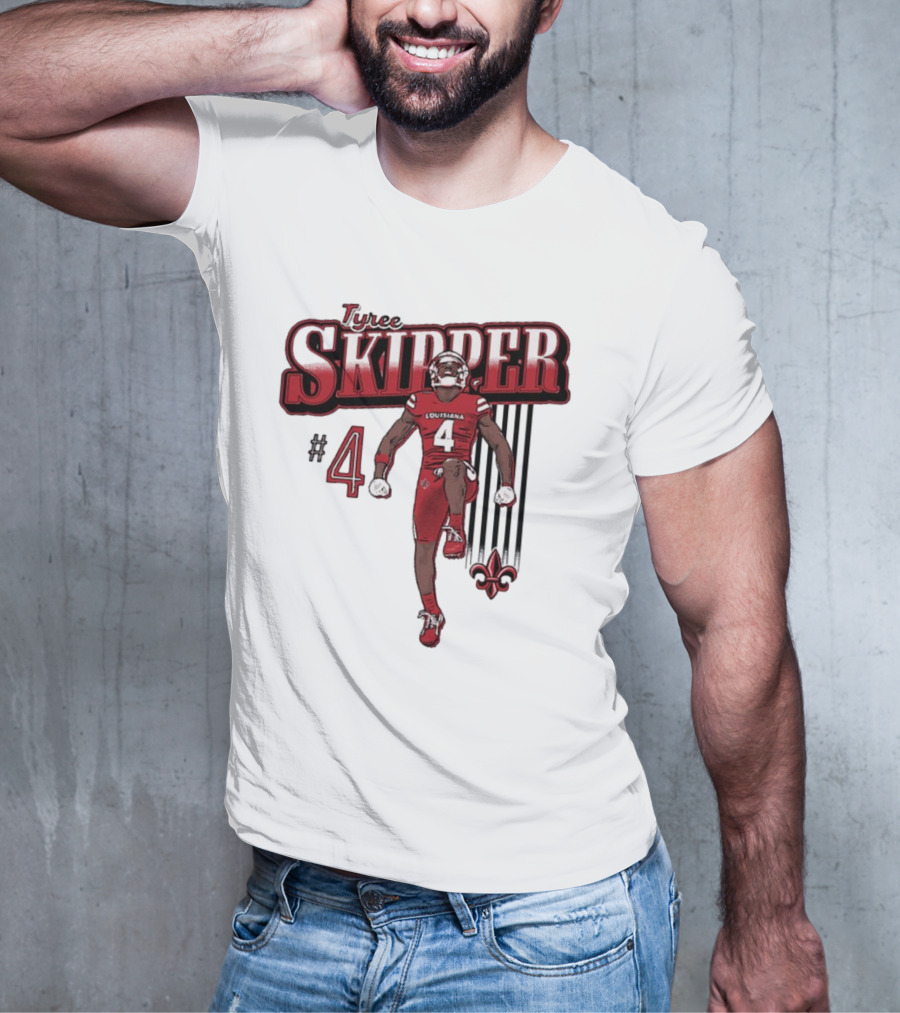 Tyree Skipper #4 Louisiana Ragin’ Cajuns Football Fleur-de-Lis T-Shirt