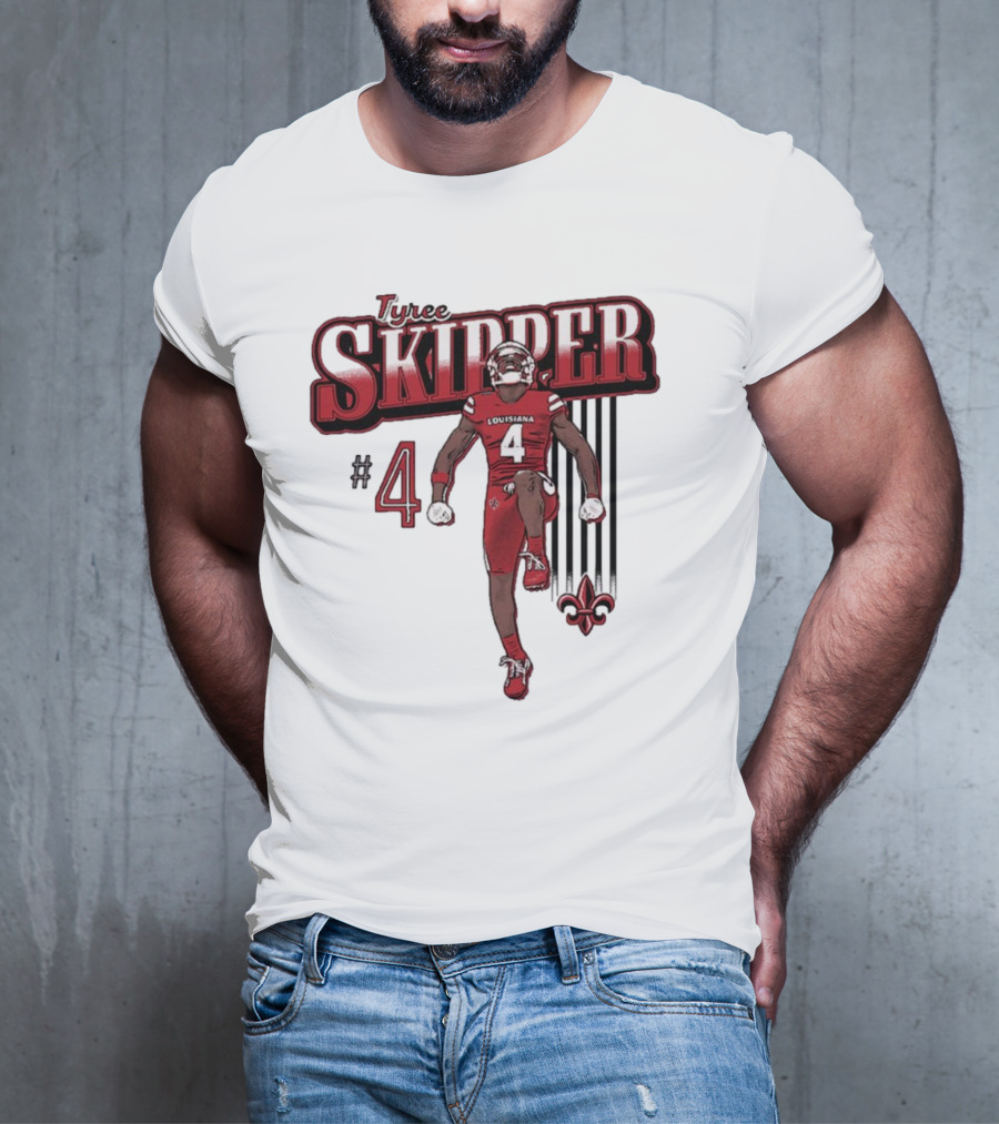 Tyree Skipper #4 Louisiana Ragin’ Cajuns Football Fleur-de-Lis T-Shirt