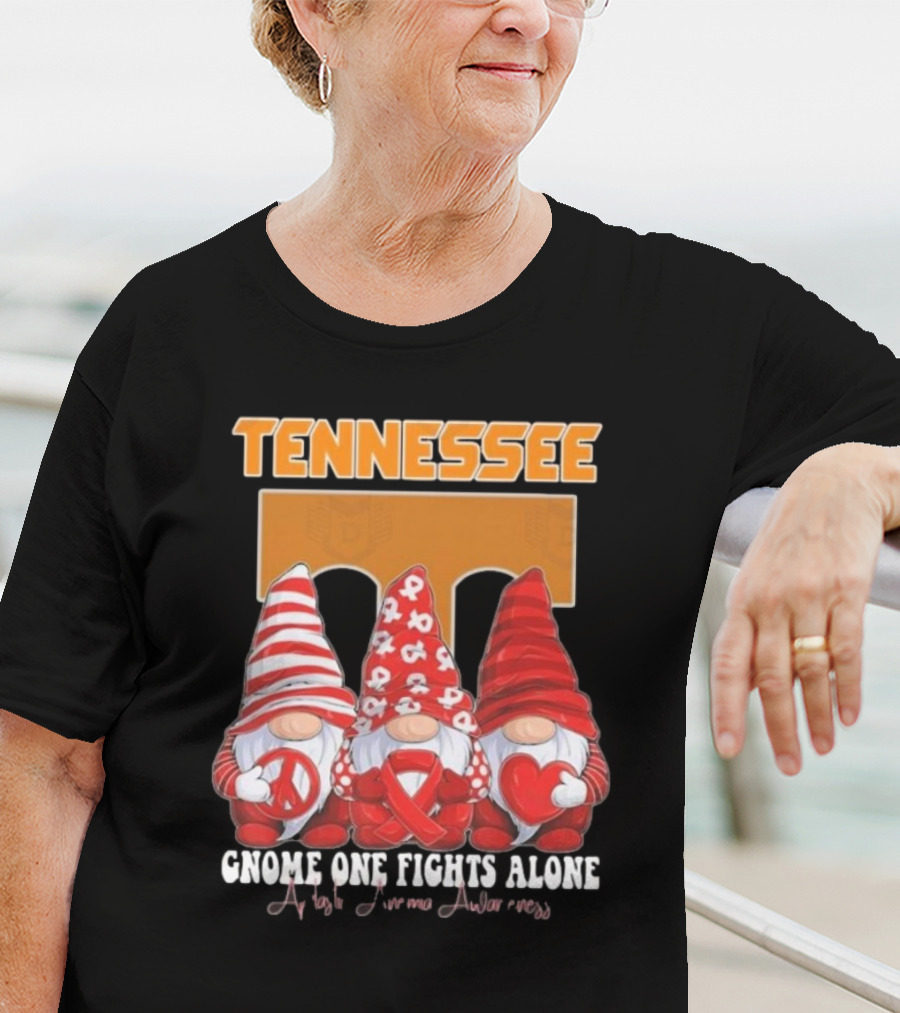 Tennessee Volunteers Autism Awareness Gnome One Fights Alone T-Shirt
