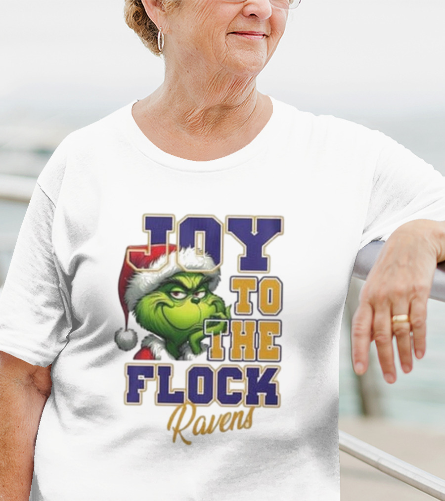 Joy To The Flock Ravens Merry Christmas The Grinch T-Shirt