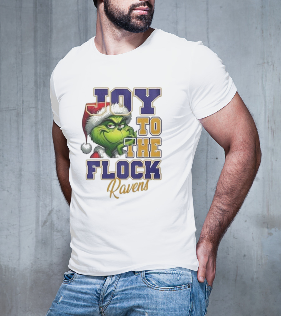 Joy To The Flock Ravens Merry Christmas The Grinch T-Shirt