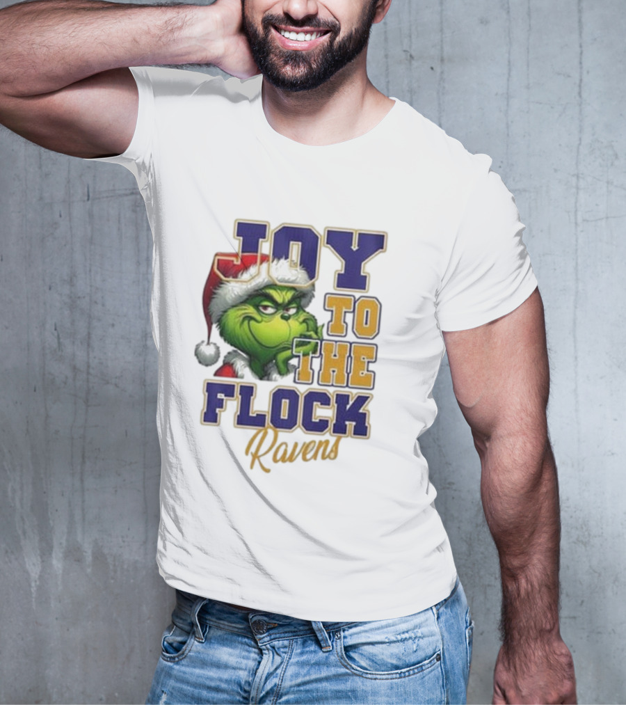 Joy To The Flock Ravens Merry Christmas The Grinch T-Shirt
