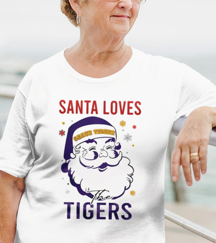 Santa Loves The LSU Tigers Christmas T-Shirt