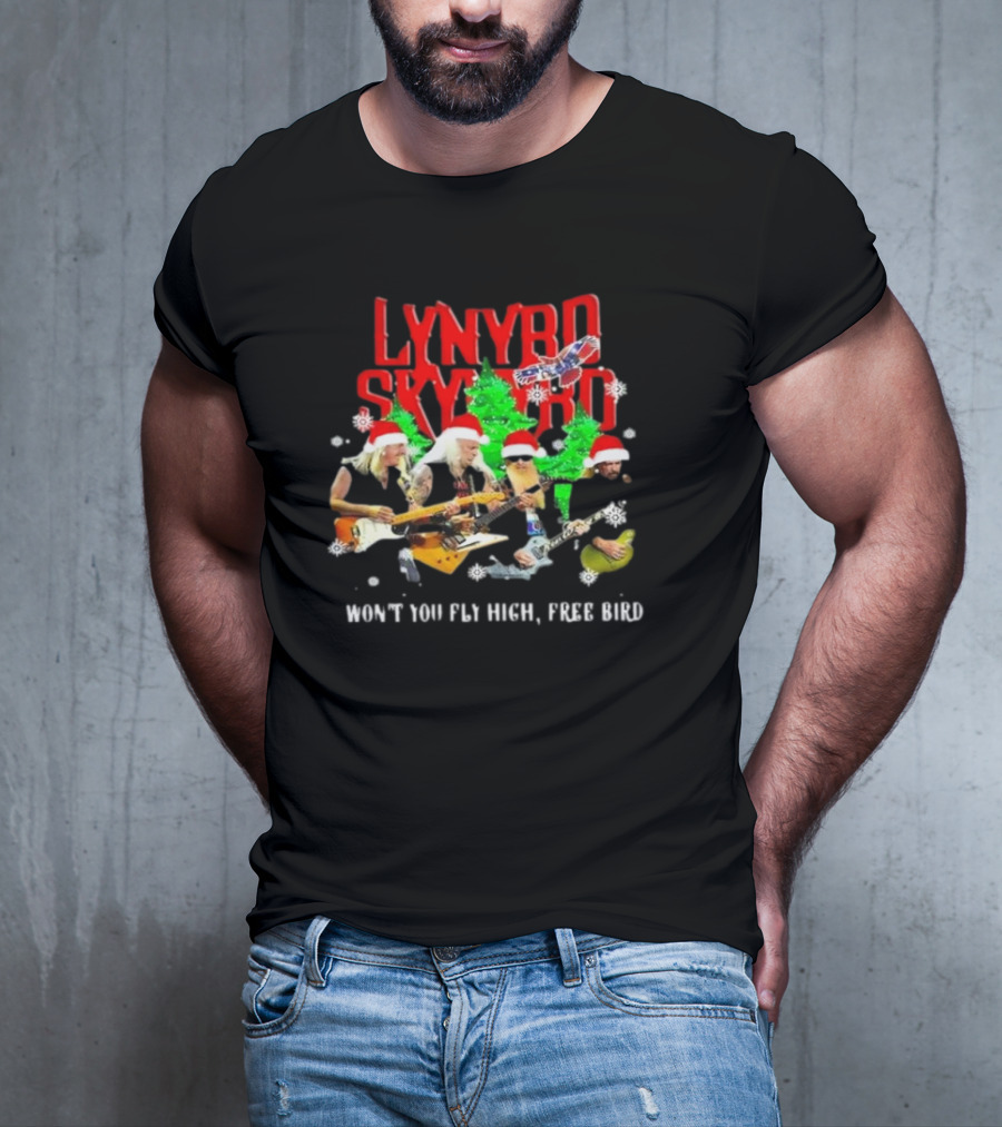 Lynyrd Skynyrd Won’t You Fly High Free Bird Christmas Holiday Band Santa Hats T-Shirt