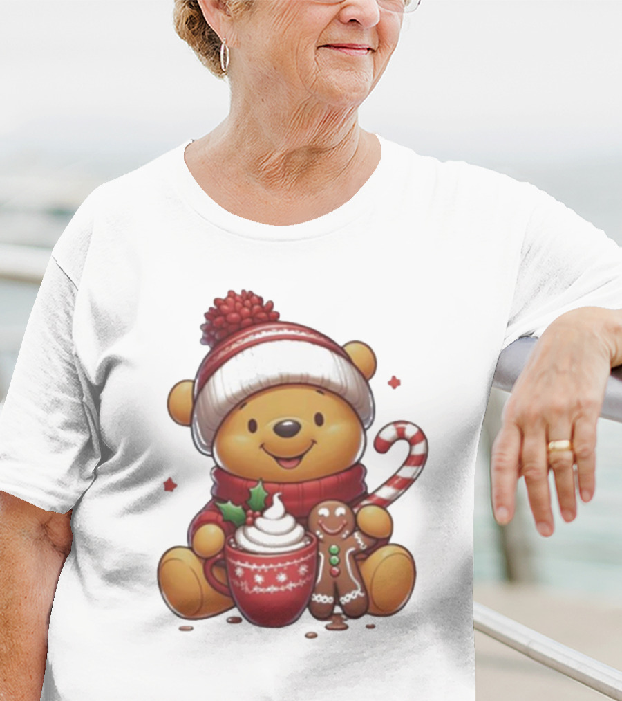 Winnie The Pooh Christmas Cocoa Candy Cane Gingerbread T-Shirt