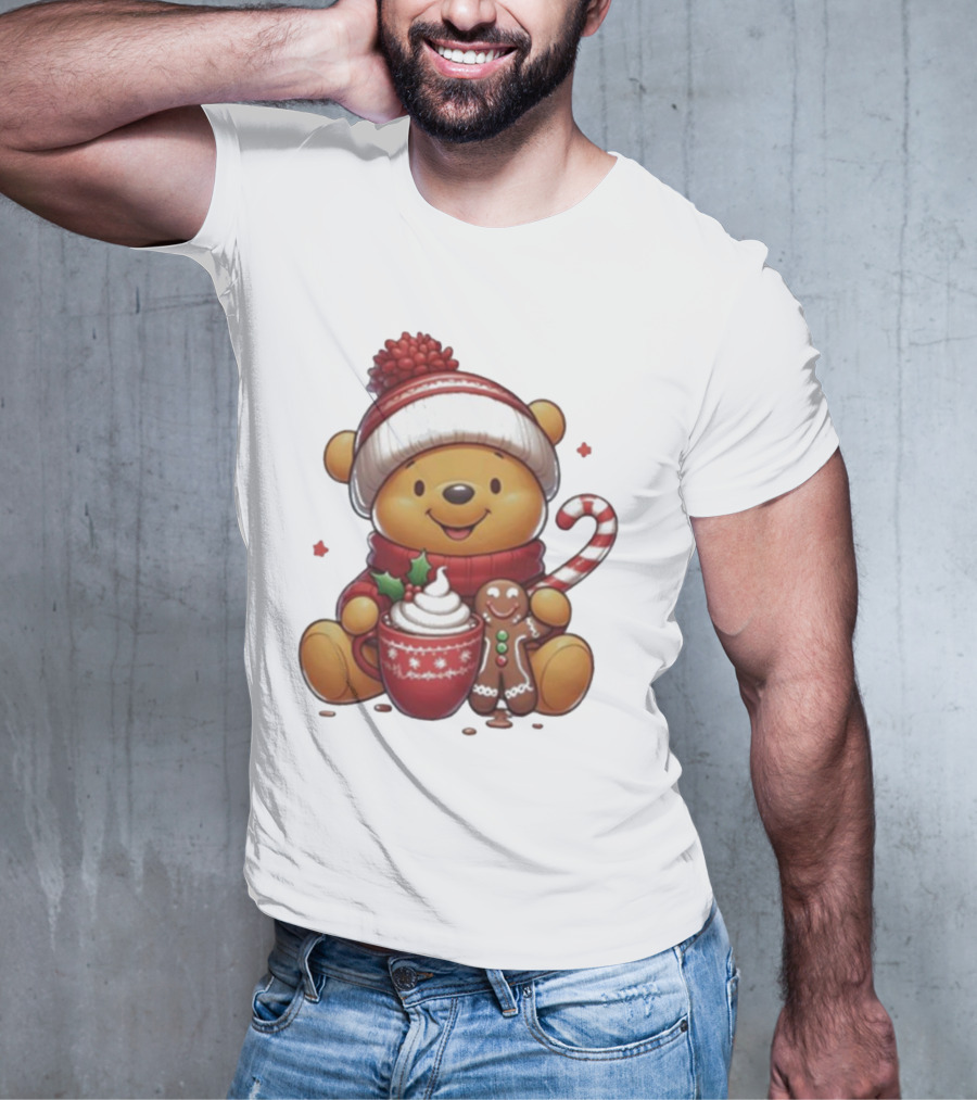 Winnie The Pooh Christmas Cocoa Candy Cane Gingerbread T-Shirt