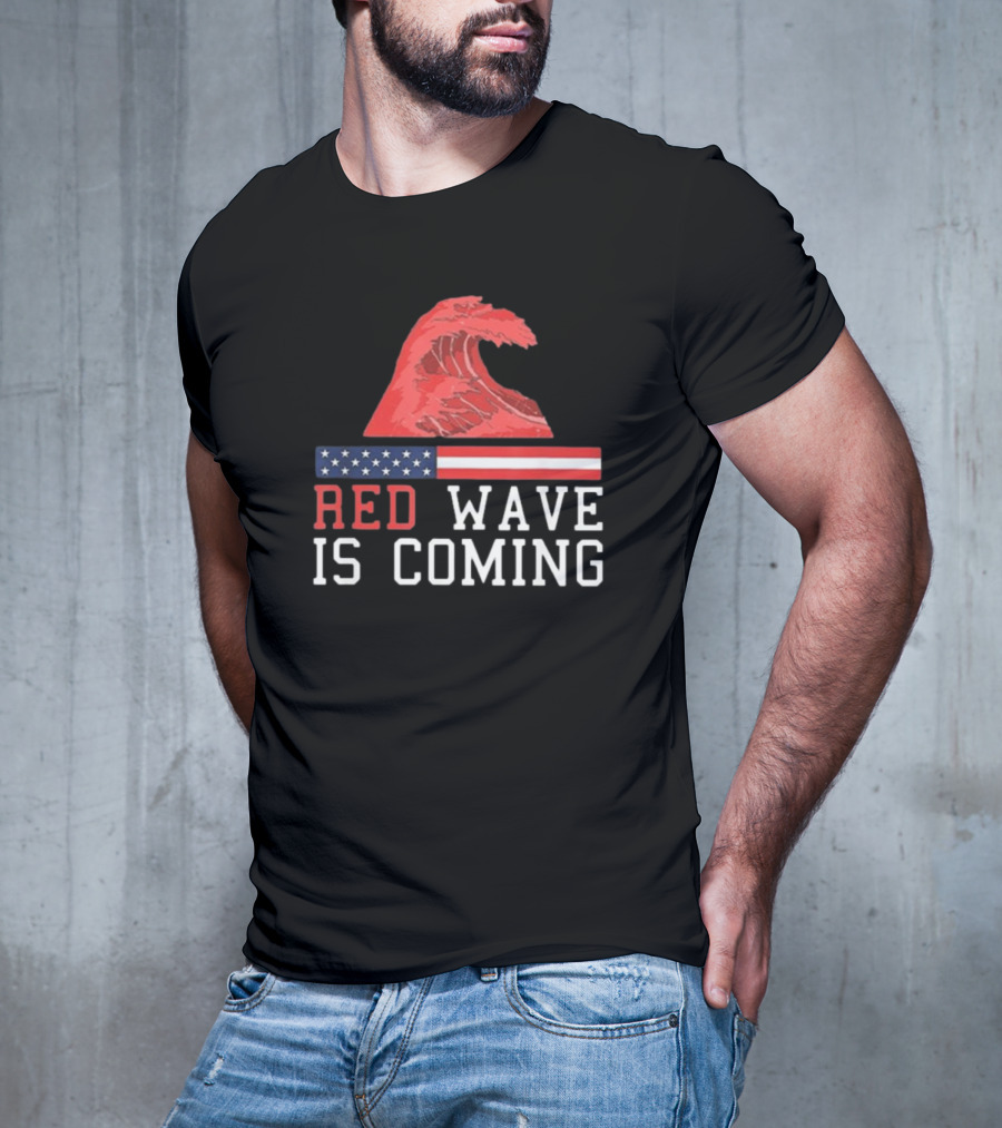 Red Wave Is Coming American Flag Wave T-Shirt