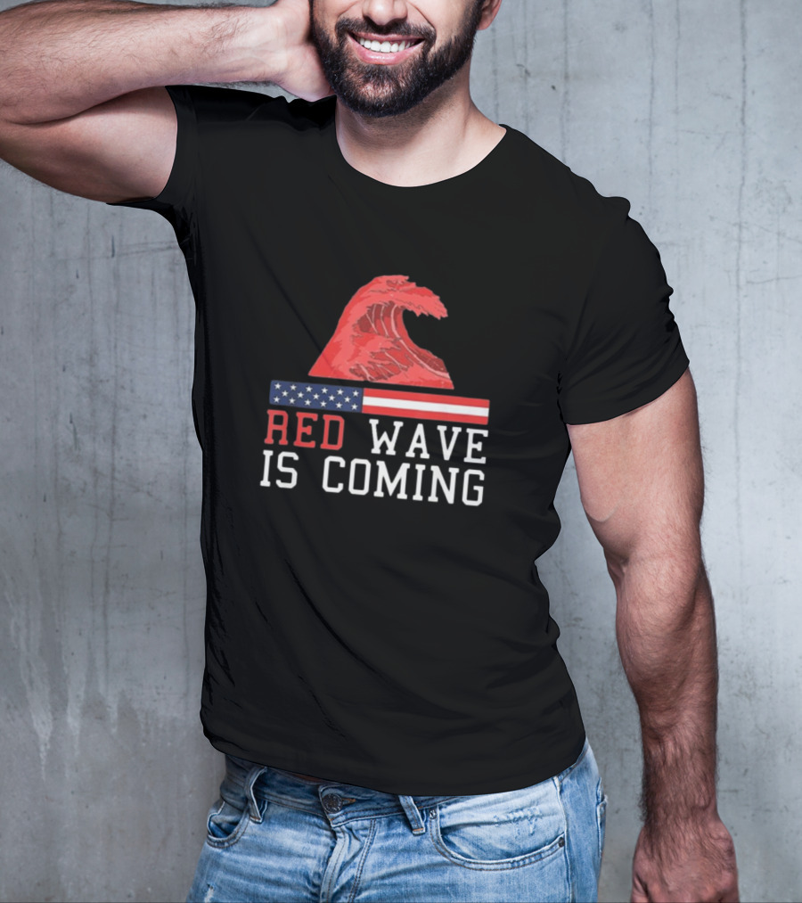 Red Wave Is Coming American Flag Wave T-Shirt